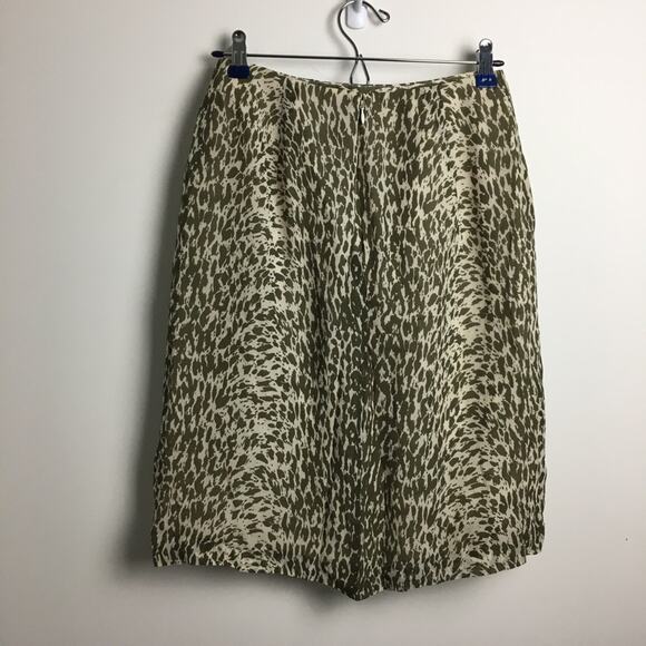 J.Crew Animal Print Skirt Green Beige Size 8 - Picture 10 of 13
